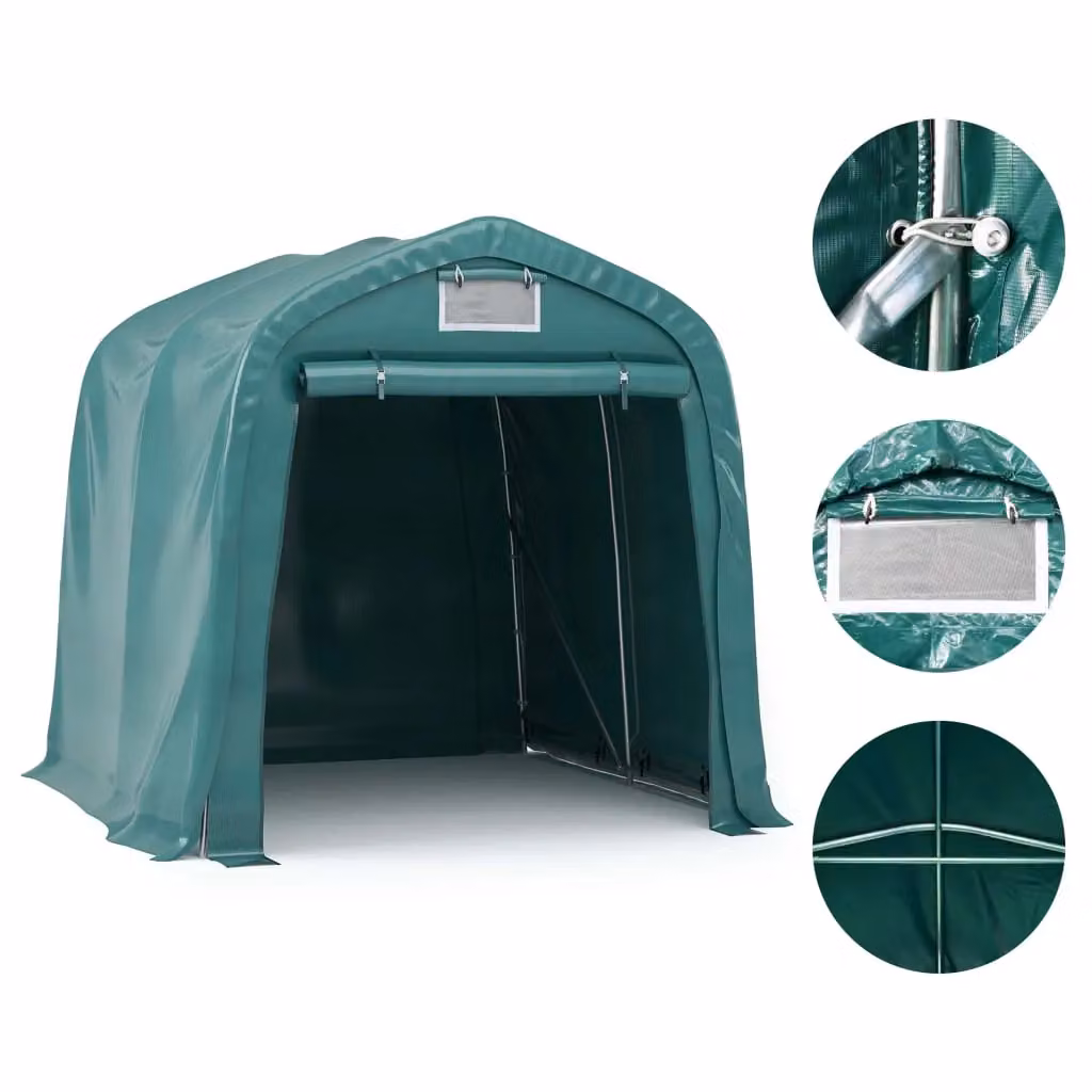 Berkfield Home Curved PVC Garage Tent in Green, W/D/H: 240 x 240 x 240 cm – 3