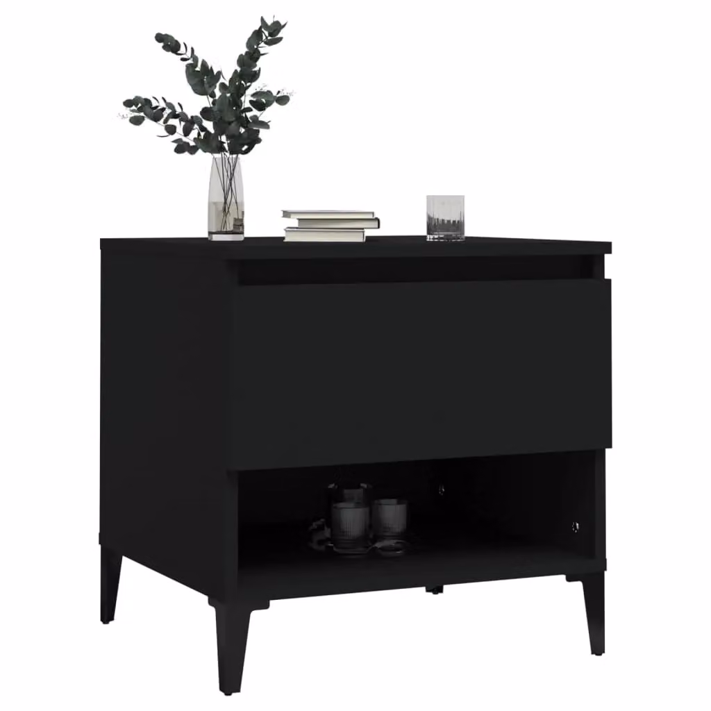 Berkfield Home Set of 2 Black Engineered Wood Side Tables, W/D/H: 50 x 46 x 50 cm – 3