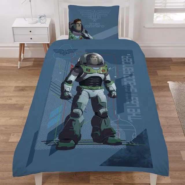 OHS Reversible Graphic Buzz Lightyear Duvet Cover Set for Children, Blue, 90 x 190 cm