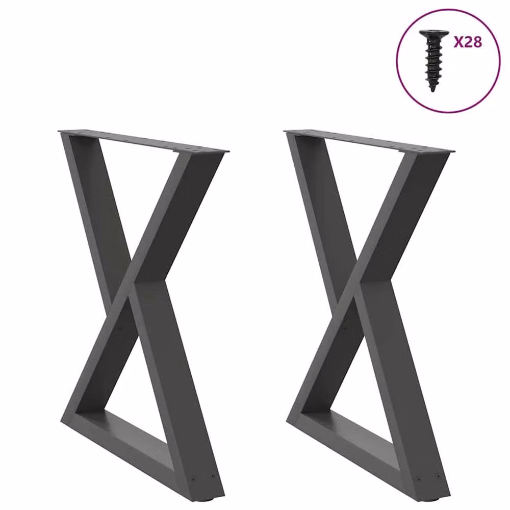 Berkfield Home Modern Dining Table Legs, 2 Pieces, Anthracite Steel, Height: 70 cm – 2