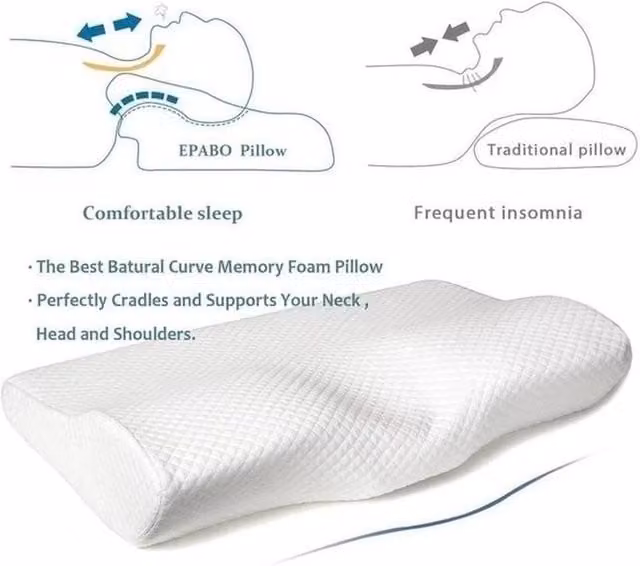 NESTLUNE White Slow Rebound Memory Foam Cervical Health Pillow for Babies, Cot Size