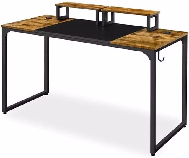 Kelvenix Industrial Computer Desk in Brown and Black, W/D/H: 100 x 60 x 89.5 cm