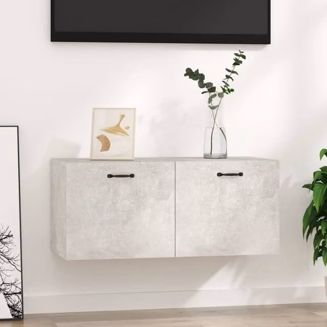 Berkfield Home Wall Cabinet in Concrete Grey, W: 80 cm, D: 36.5 cm, H: 36 cm – 1