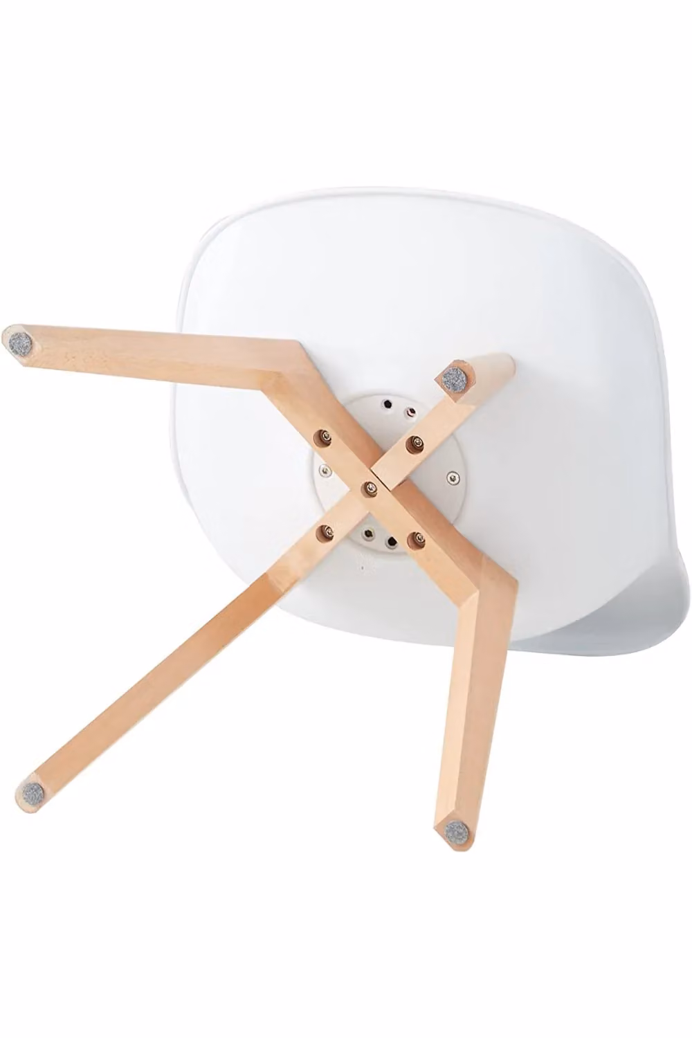 Life Interiors Tulip Dining Chair with White Synthetic Leather Padded Seat and Solid Wood Legs – 4