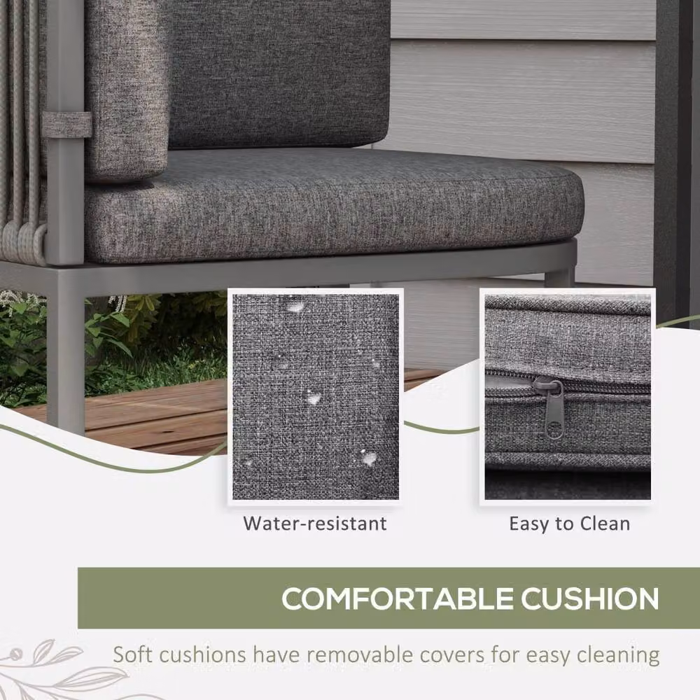 Wyld Haus Vidi 4 Seater Grey Rattan Style Cube Garden Dining Set with Cushions – 5