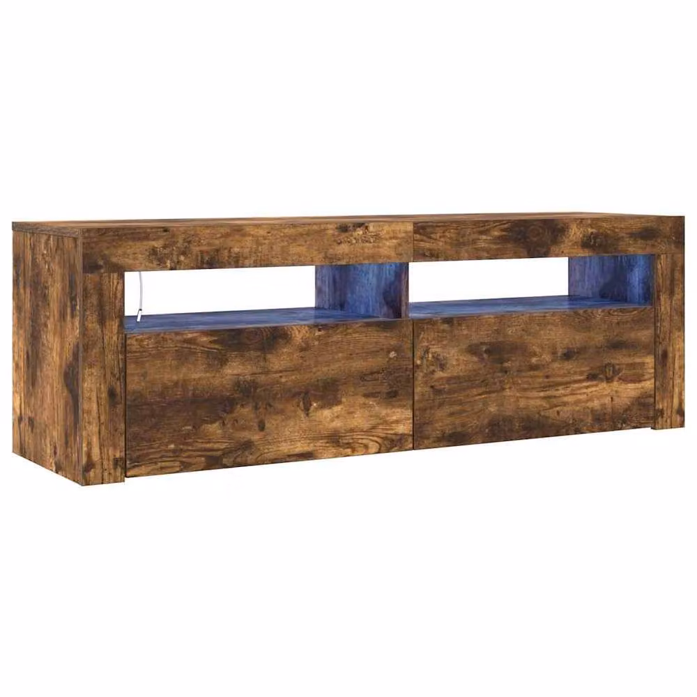 Berkfield Home TV Cabinet with LED Lights in Smoked Oak Brown, W/D/H: 120 x 35 x 40 cm – 3