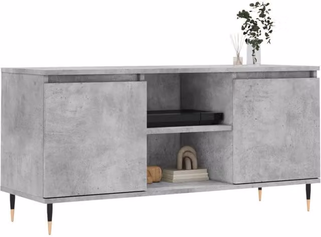 Berkfield Home Industrial TV Cabinet in Concrete Grey, W/D/H: 104 x 35 x 50 cm – 1