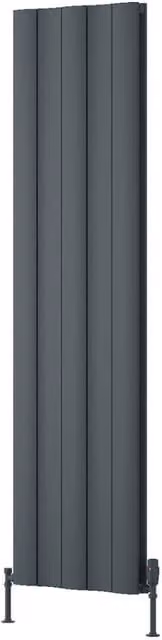 Bathroom Kingdom Gio Anthracite Double Flat Panel Vertical Aluminium Radiator, Grey, H: 180 cm, W: 47 cm