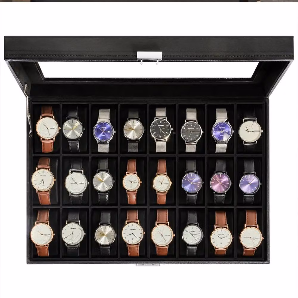 Uten Black Glass Jewelry Box and Watch Display Storage Holder with Lid – 4
