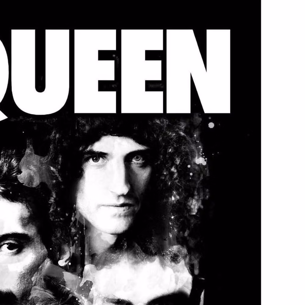 Queen Faces Textile Portrait Poster in Black – 2