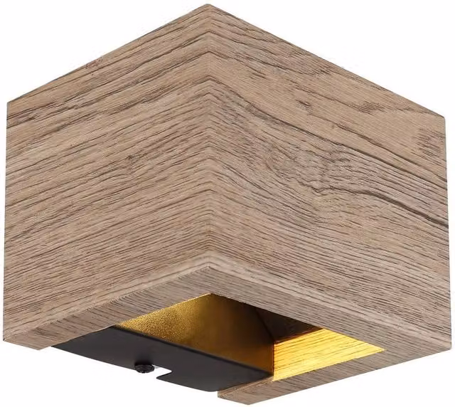 Netlighting Alina Up & Down Wall Lamp in Brown Wood Look with Warm White LED