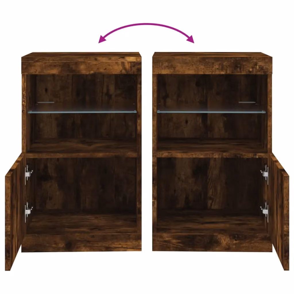 Berkfield Home Modern Smoked Oak Sideboard with Integrated LED Lights, Brown, W/D/H: 41 x 37 x 67 cm – 8