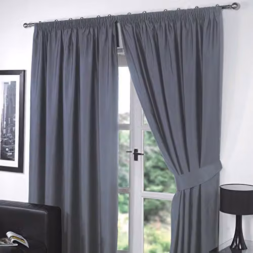 Dreamscene Grey Blackout Thermal Pencil Pleat Curtains, Set of 2, W: 167 cm x D: 228 cm – 1