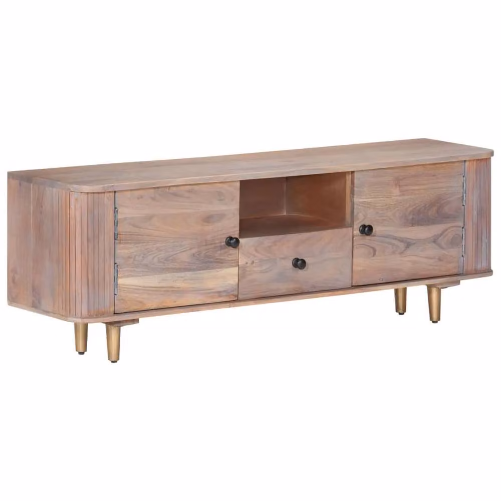 Berkfield Home Mid-Century Solid Acacia Wood TV Cabinet in Brown, W/D/H: 118 x 30 x 40 cm – 2