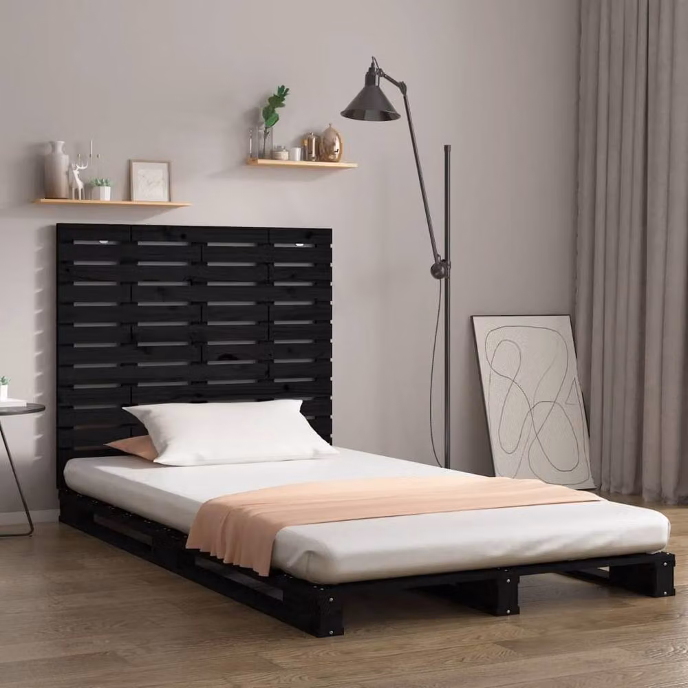 Berkfield Home Black Rustic Solid Pine Wall Mounted Headboard W/D/H: 126 x 3 x 91.5 cm – 2