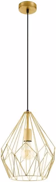 Loops Gold Wire Cage Hanging Ceiling Pendant Light for Hallways, E27 60W