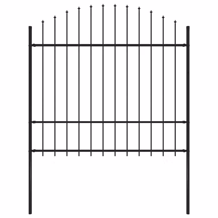 Berkfield Home Durable Steel Garden Fence with Spear Top in Black, H 180 cm x W 225 cm