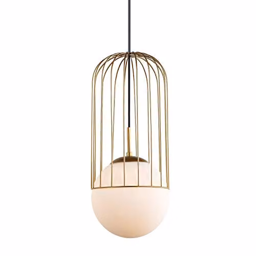Netlighting Italux Matty Modern Hanging Pendant Light in Gold and White with E27 Socket
