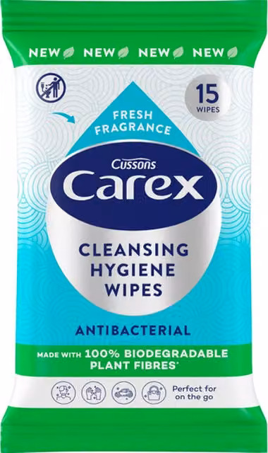 Carex Antibacterial Cleansing Hygiene Wipes - White and Multicolour
