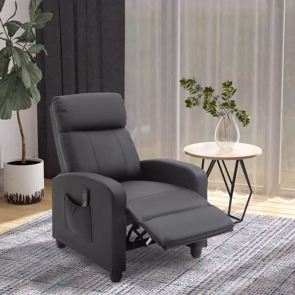 STILVORA Modern Relax Recliner Armchair with Massage and Footrest in Black Synthetic Leather – 2