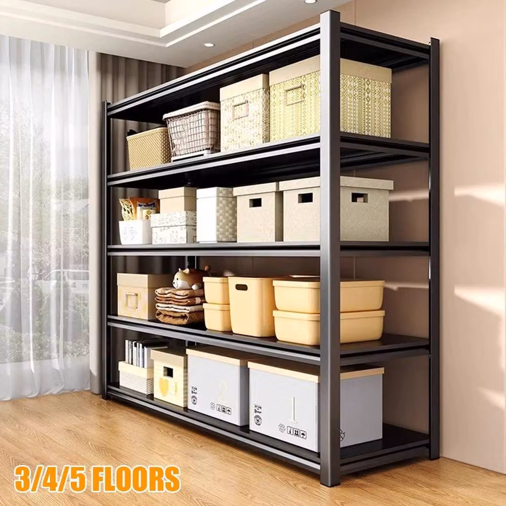 FORGEVIO 5 Tier Metal Shelving Unit in Black with Adjustable Shelves – 4