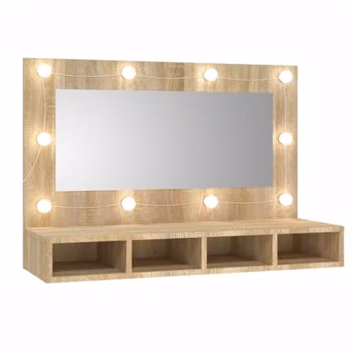 vidaXL Mirror Cabinet with LED Lighting in Sonoma Oak, W/D/H: 90 x 31.5 x 62 cm – 1
