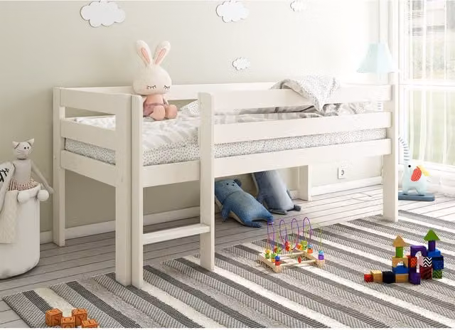 Noomi Shorty Mid Sleeper Bed in White Solid Wood