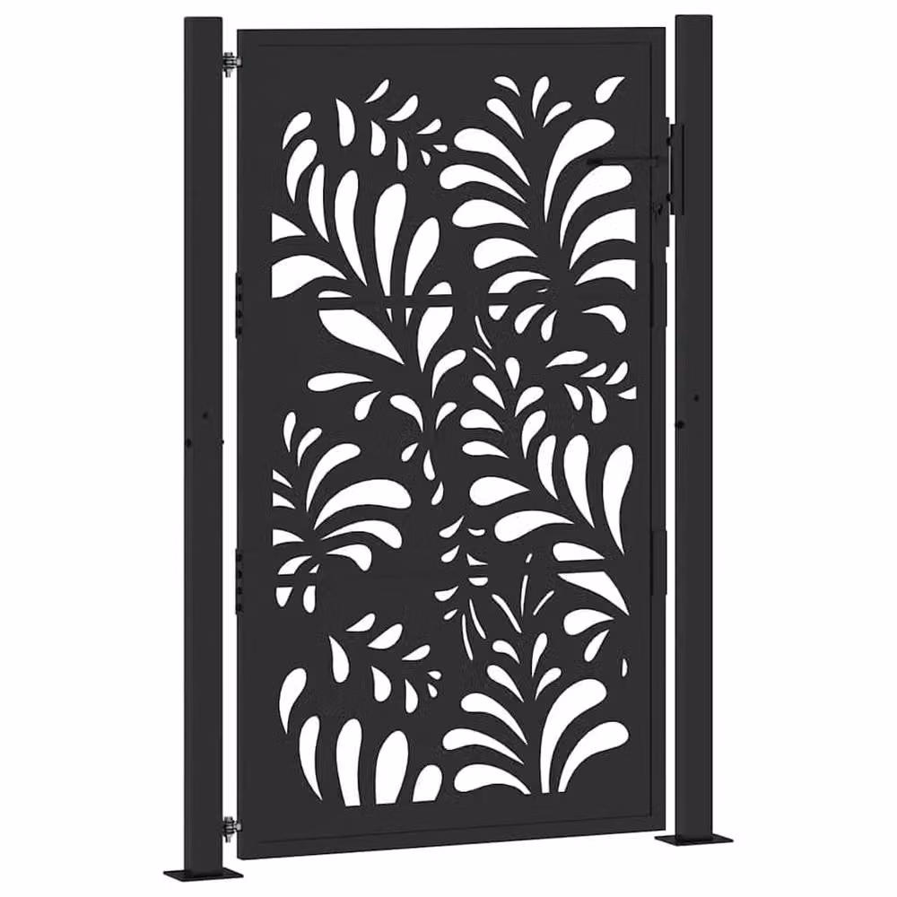 Berkfield Home Beautiful Garden Gate in Black Steel with Wave Design, W: 105 cm, H: 155 cm – 3