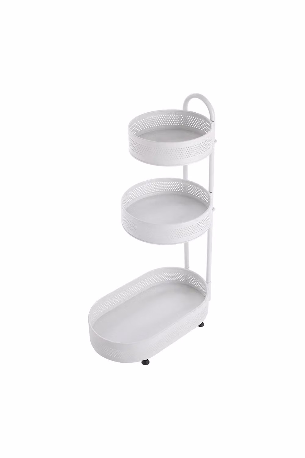 Livingandhome 3-Tier Rotating Metal Spice Rack and Desktop Storage Shelf in White – 3