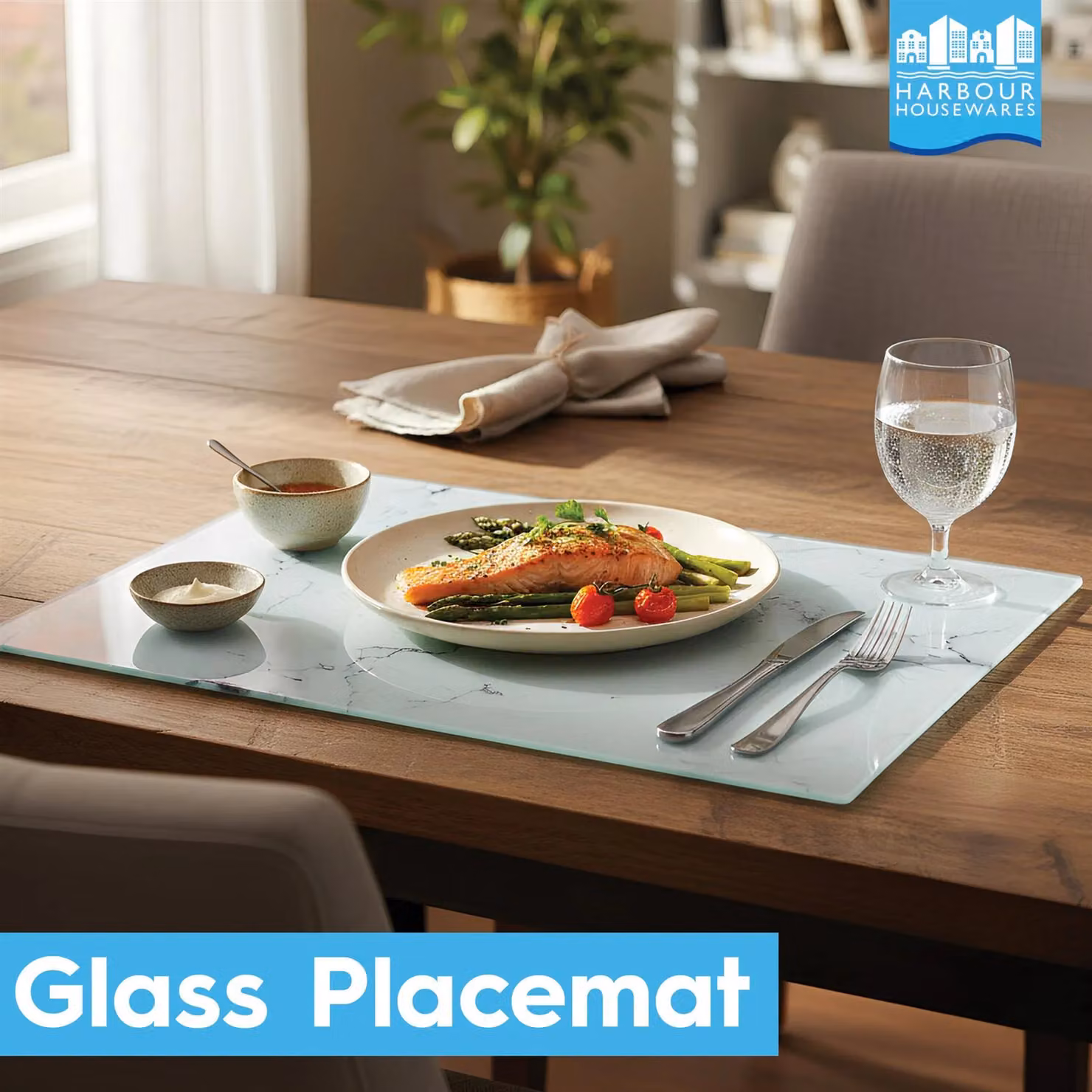 Harbour Housewares Set of 6 Grey Glass Placemats, W: 40 cm, D: 30 cm – 2