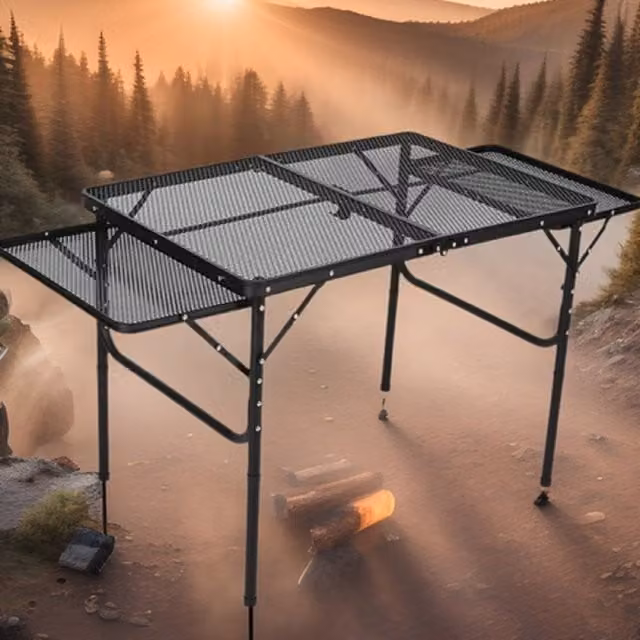 Leaper Portable Picnic BBQ Storage Table in Black, W/D/H: 60.0 x 40.0 x 27.0 cm