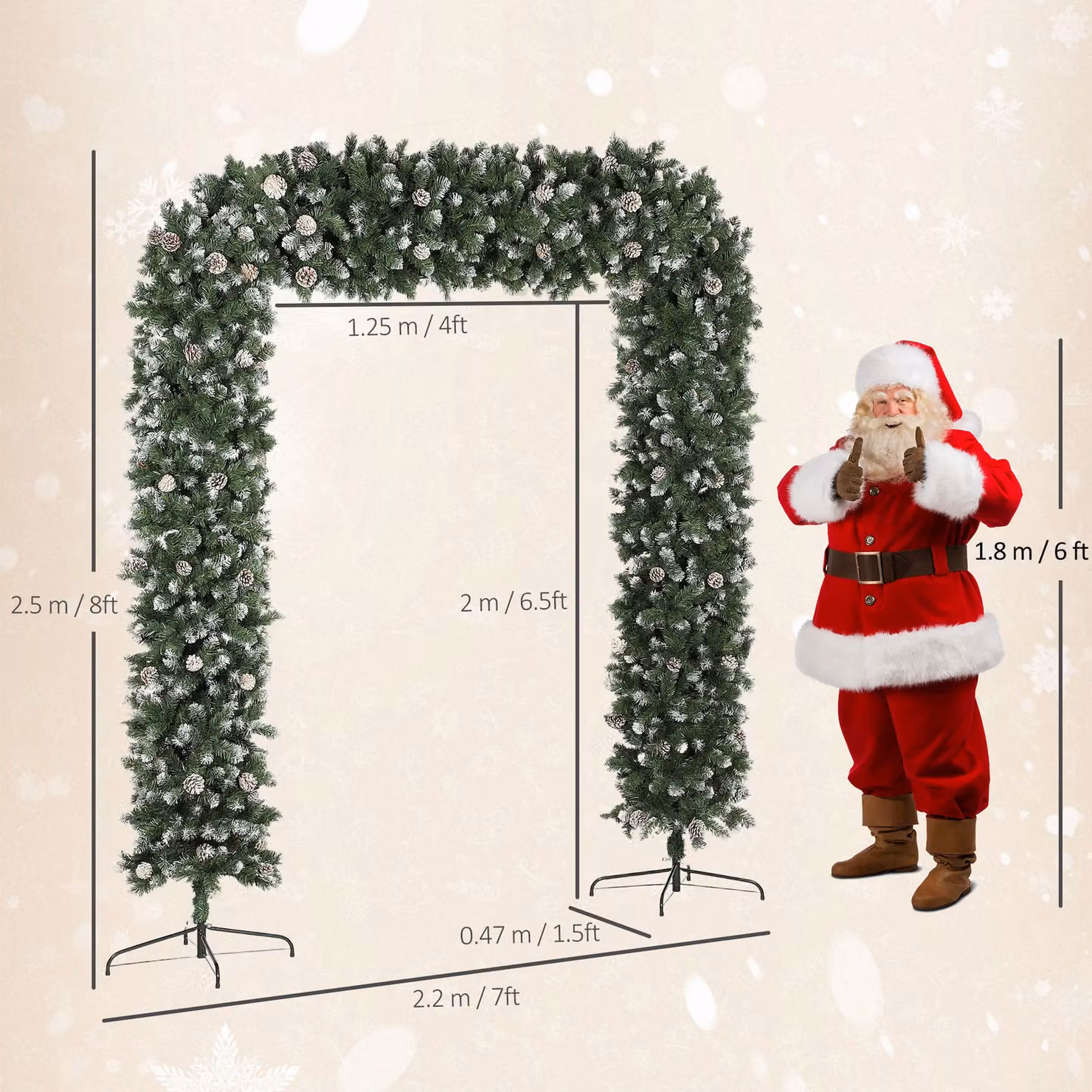 HOMCOM Snow Frosted Christmas Tree Arch Doorway Decor in Green – 3