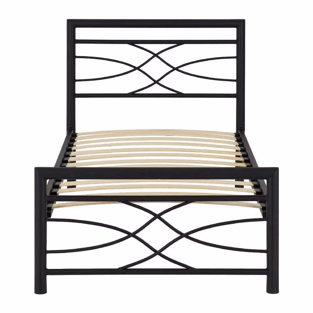 PAWNORA Modern Metal Single Bed Frame in Black, W/D/H: 90 x 190 cm – 2