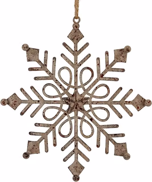 KDMK Rustic Geometric Snowflake Pendant Ornament in Brown Metal