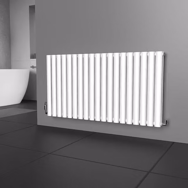 Lux Heat Oval White Horizontal Wall Mounted Radiator, W: 114 cm, H: 60 cm