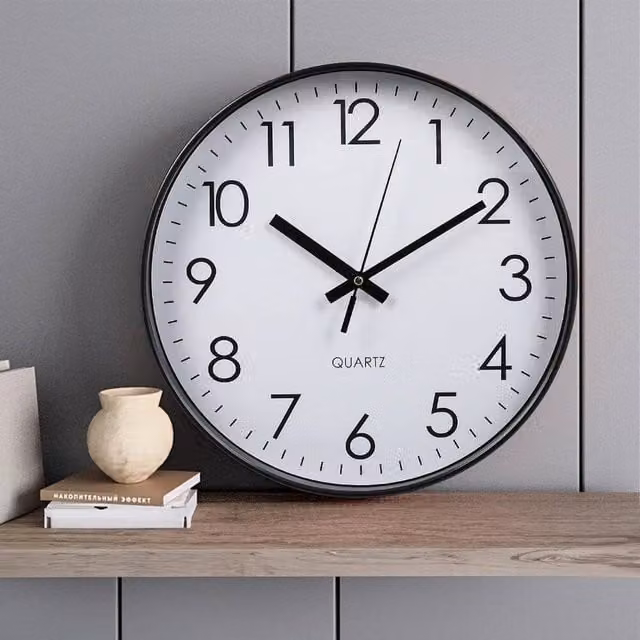 NESTLUNE Silent Quartz Wall Clock in Black and White, Round Modern Design, W: 100 cm, H: 15 cm, D: 15 cm