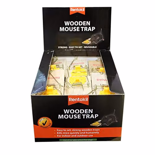 Rentokil PWL01 Easy Set Wooden Mouse Trap in Brown and Yellow – 1