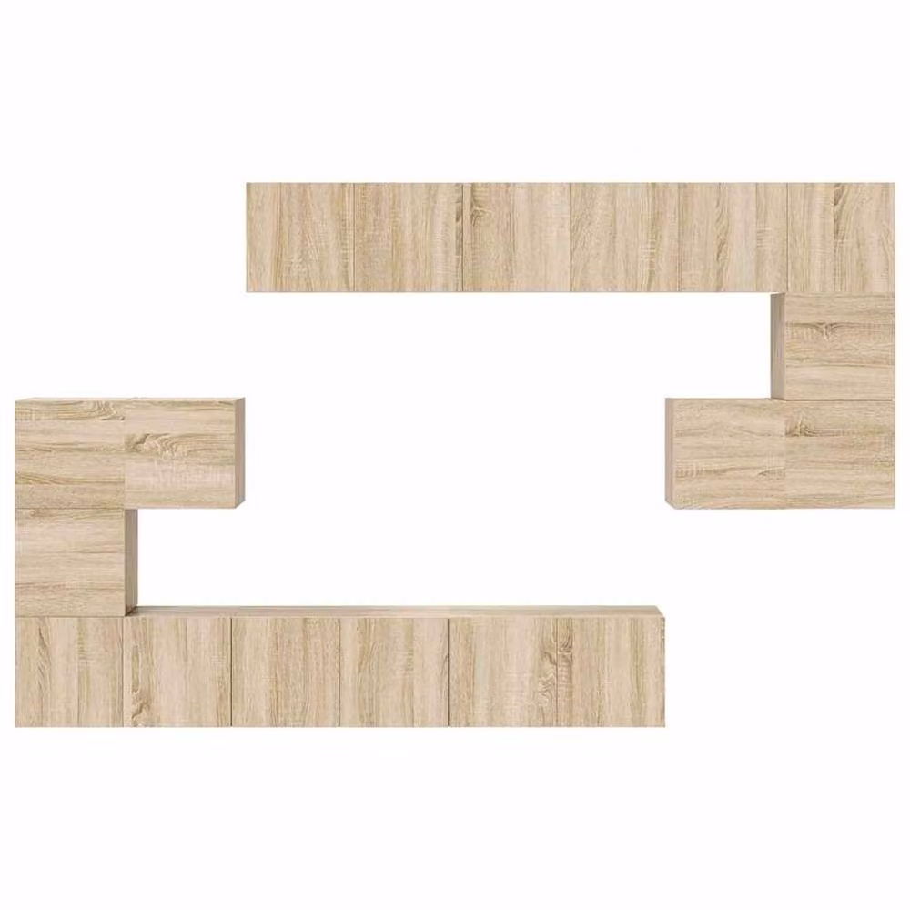 Berkfield Home 10 Piece Modern TV Cabinet Set in Sonoma Oak and Light Brown Engineered Wood – 3