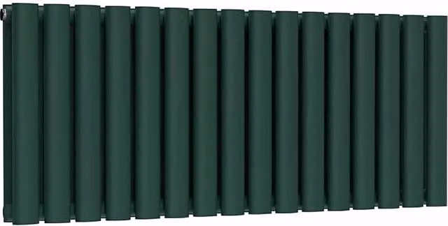 Lux Heat Oval Horizontal Double Panel Steel Radiator in British Racing Green, W: 96.0 cm, H: 40.0 cm