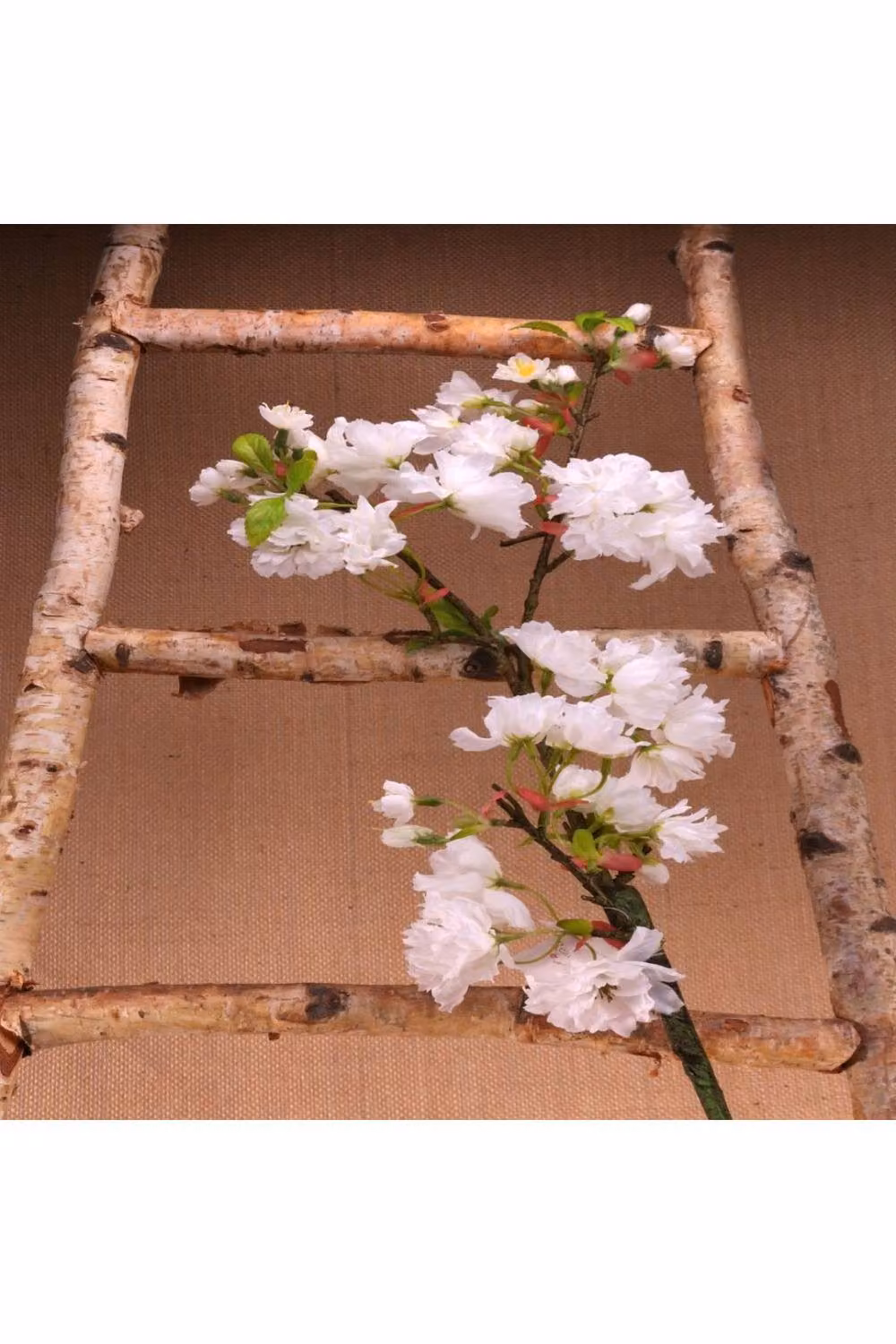 KDMD Single Apple Blossom Floral Decoration in White, Height: 94 cm – 2