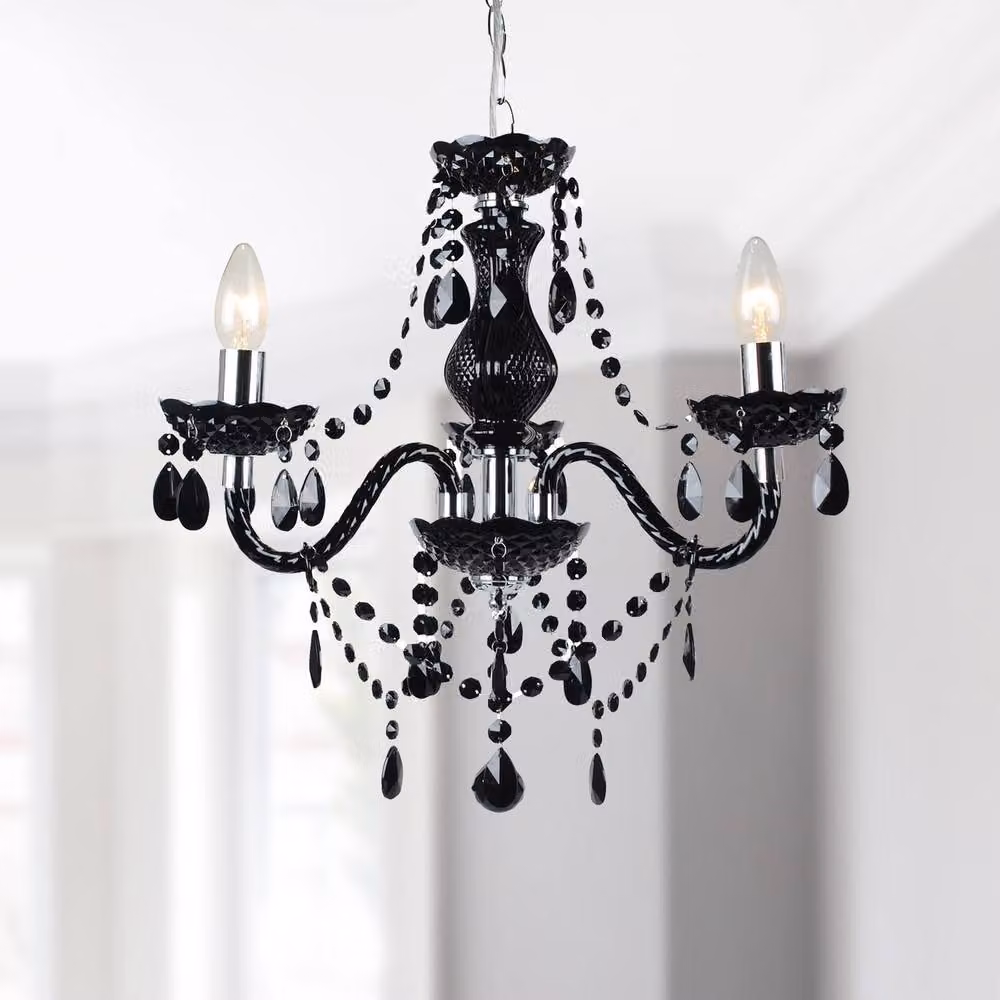 First Choice Lighting Marie Therese 3 Light Ceiling Pendant Chandelier in Black and Chrome – 2