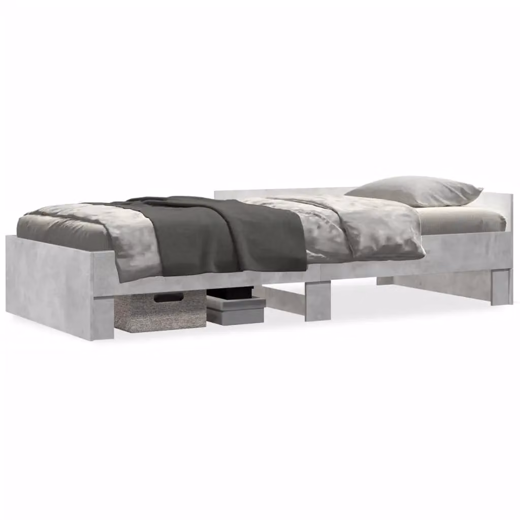 Berkfield Home Small Single Bed Frame in Concrete Grey, Engineered Wood, W: 75 cm x L: 190 cm – 2
