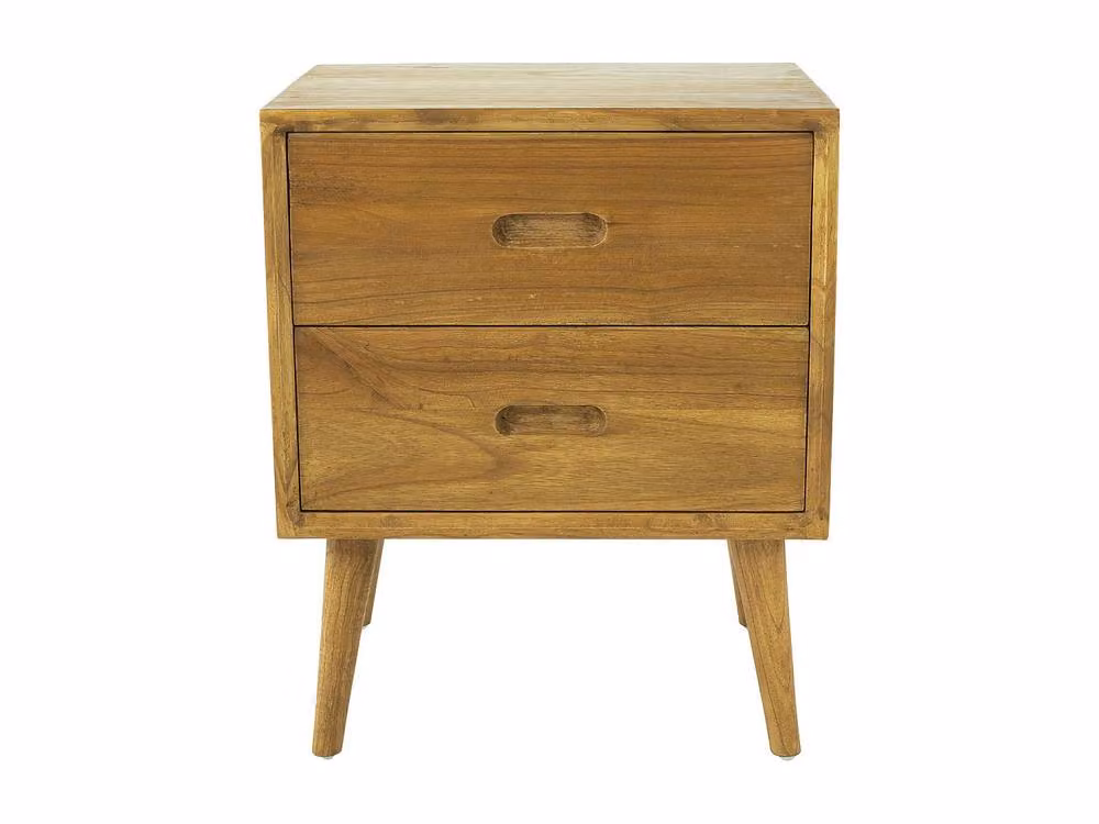 Vente-unique PONIDA 2-Drawer Bedside Table in Light Oak Mindi Wood – 2
