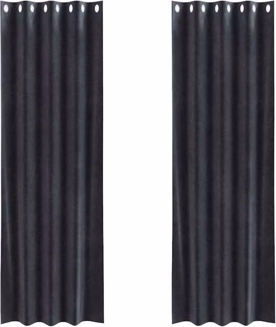 Berkfield Home Dark Grey Velvet Blackout Curtains with Eyelets, 2 Pack, W: 140 cm, H: 260 cm