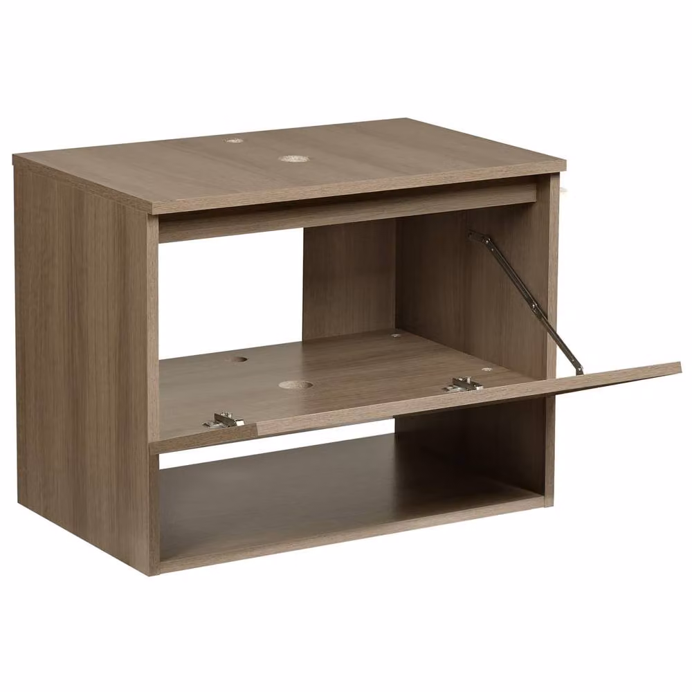 Wyld and Coco Wall Mounted Brown Bathroom Vanity Unit with Pre Cut Basin Holes W: 60 cm, D: 39 cm – 3