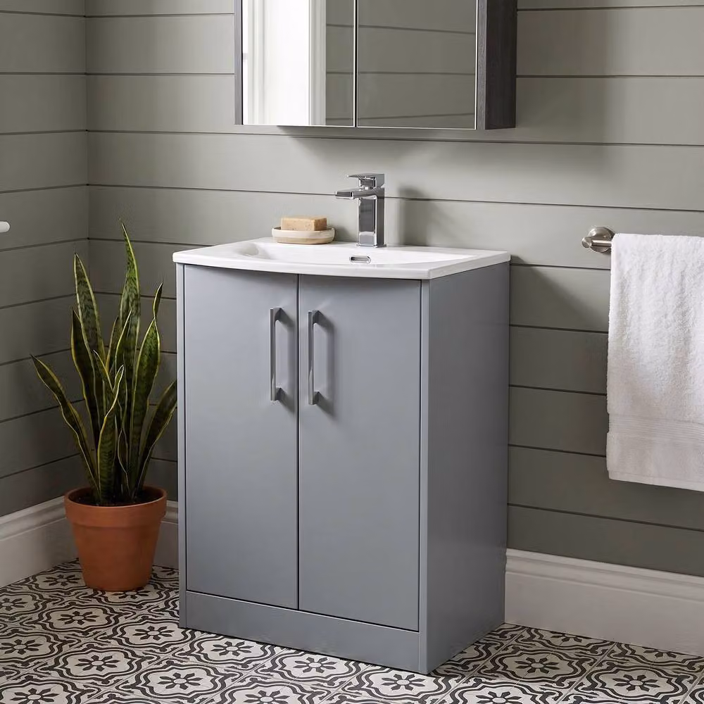 Balterley Winshill Contemporary 2 Door Floor Standing Bathroom Vanity Basin Unit, Grey, W: 60 cm, H: 83.3 cm – 2