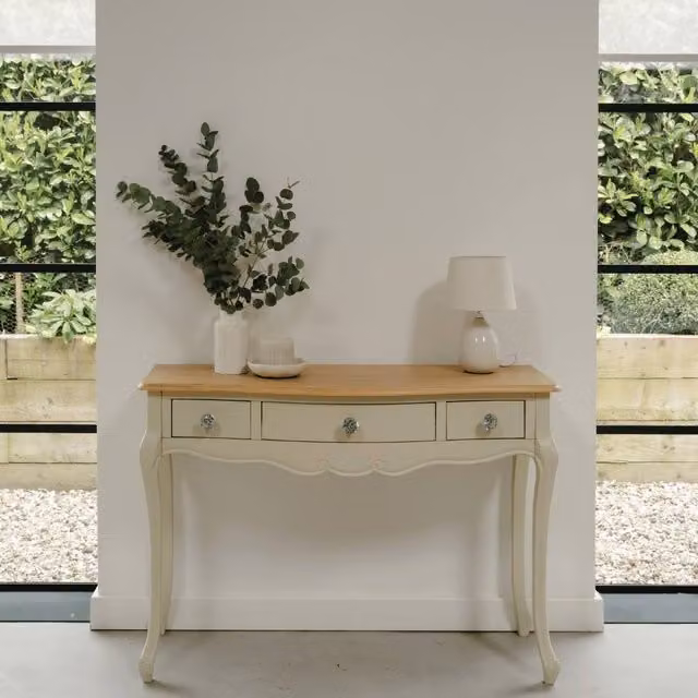 Statement Furniture Juliette Vintage Chic Dressing Table in Ivory with Crystal Handles
