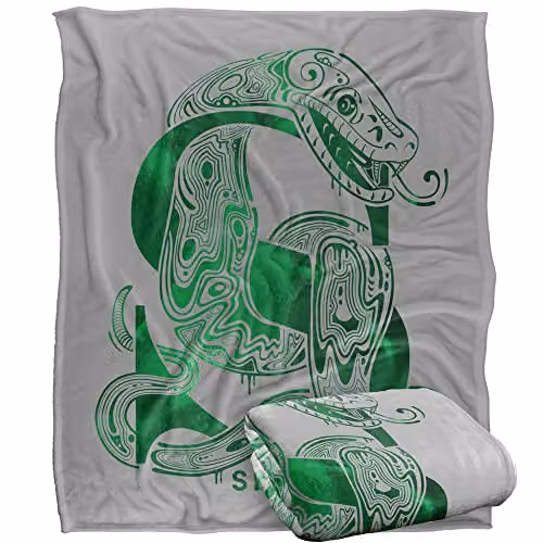 LOGOVISION Harry Potter Slytherin S Logo Super Soft Fleece Throw Blanket, White, W/D/H: 152 x 127 cm – 1