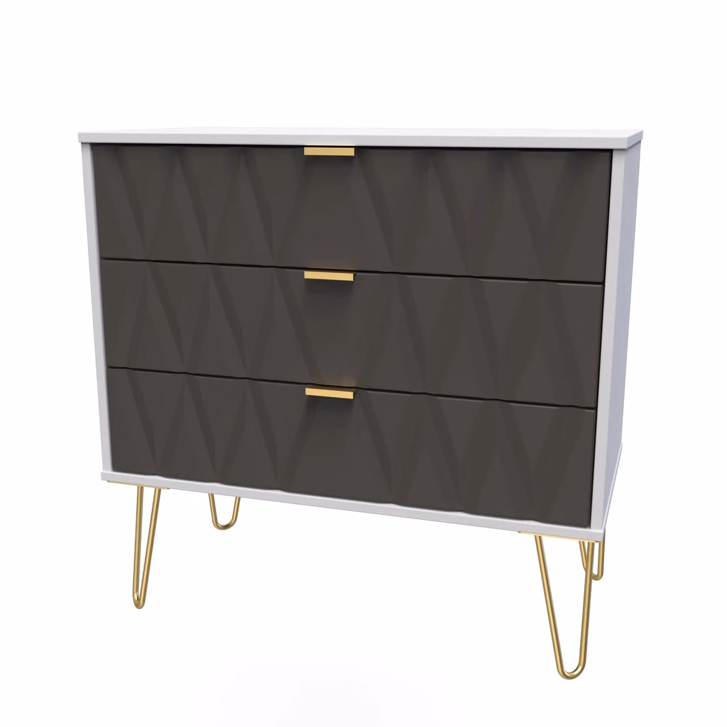 Ready Assembled 2 U Dallas 3 Drawer Chest in Dark Grey and Gold – 3
