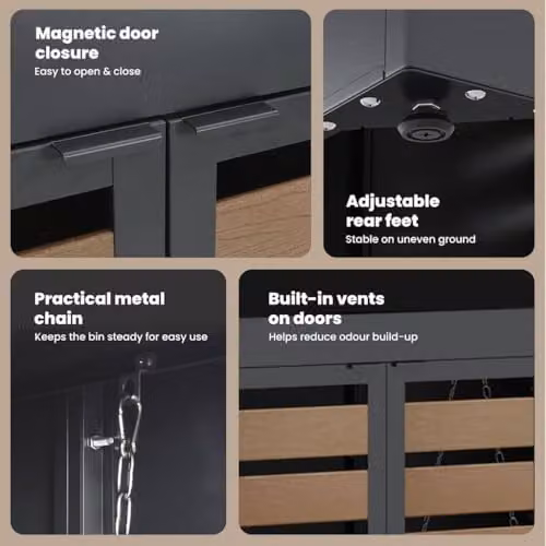 vidaXL Steel Wheelie Bin Storage with Gas Lift-up Lid for 240L Bins, Anthracite – 5